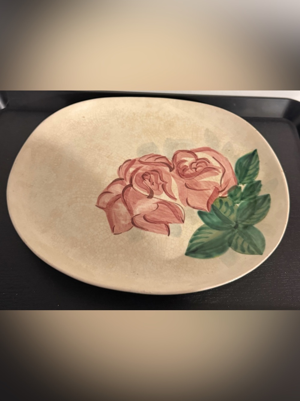 Vintage Red Wing Pottery Lexington Rose Platter
